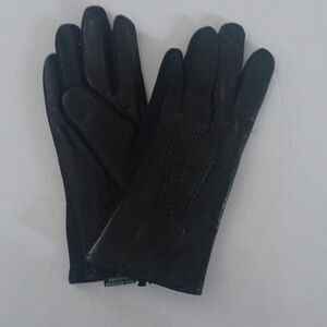 WOMEN'S, BLACK LEATHER GLOVES,SMALL